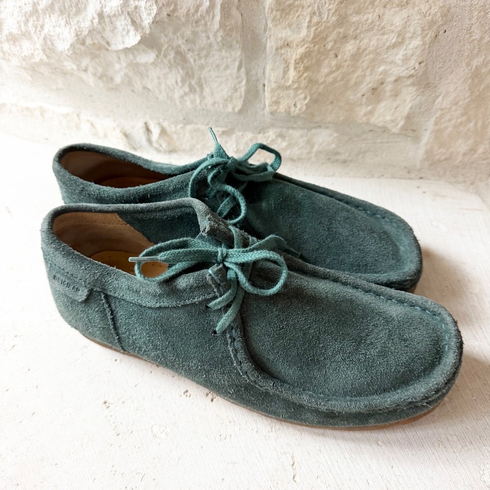Clarks Originals Wallabee Women Dark Green Suede Moccasin SZ 8 Shoes Lace Up